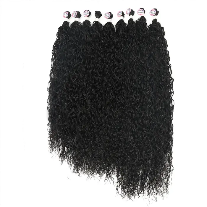Tissage en Lot Synthétique Bouclé et Crépu pour Femme, Extensions Capillaires sulf, 80, 85, 90cm, 300g