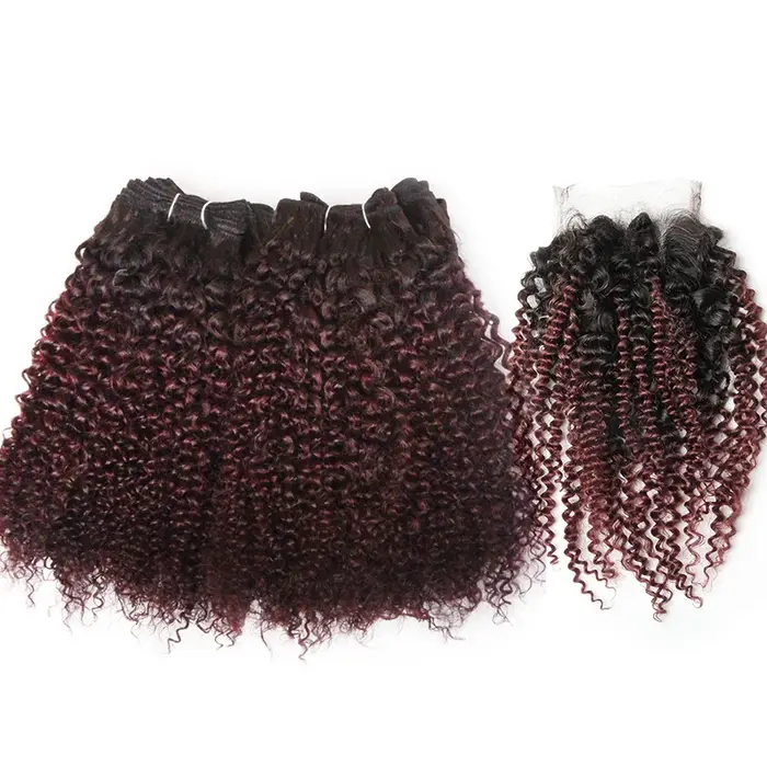 Cheveux brésiliens Jerry Curl paquets avec fermeture bouclés