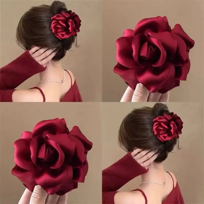 Pince à cheveux en forme de rose pour femme
