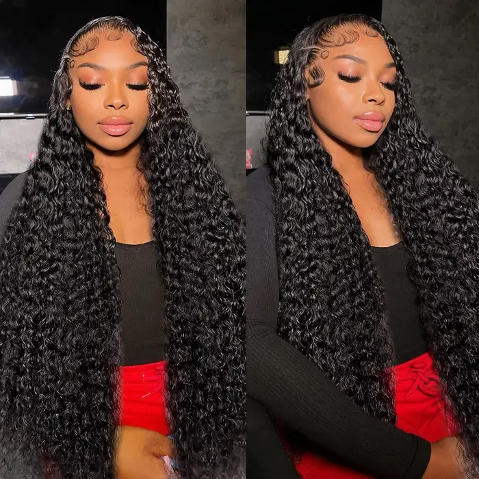 Perruque Lace Front Wig naturelle bouclée-Bling Hair, 13x6, Deep Wave, HD 180%, 36 38 pouces, pour f