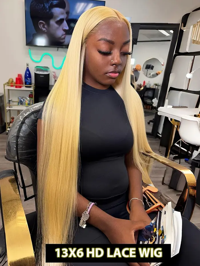 Perruque en cheveux humains blonds de 30 pouces