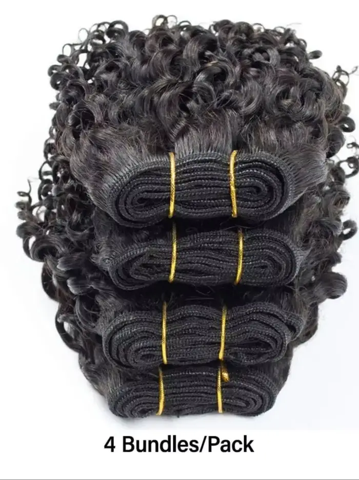 Tissage en lot naturel Remy bouclé et rebondissant, Extensions de cheveux, couleur naturelle, 3 pièc