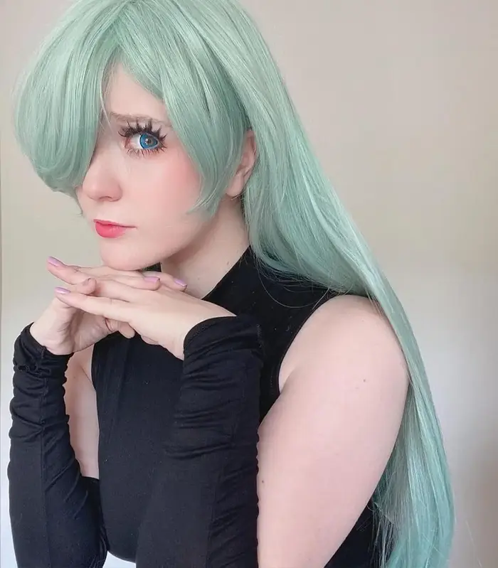 Anime Elizabeth Liones Cosplay perruque longue droite vert