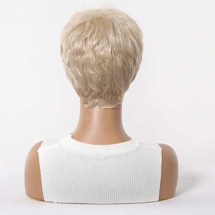 Perruques synthétiques courtes blondes platine pour hommes