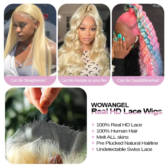 Perruque Lace Frontal Wig sans colle naturelle, 32 pouces, 250%, 13x6, HD, peau fondue, cuir chevelu