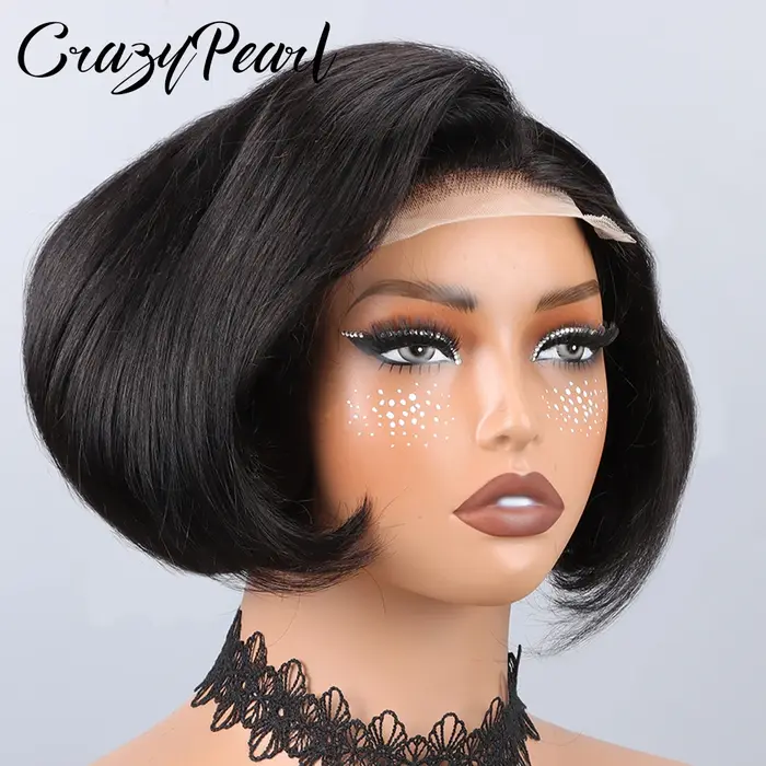 Perruque BOB 4x4 Closure Cheveux Humains Lisses Courts Noir Naturel