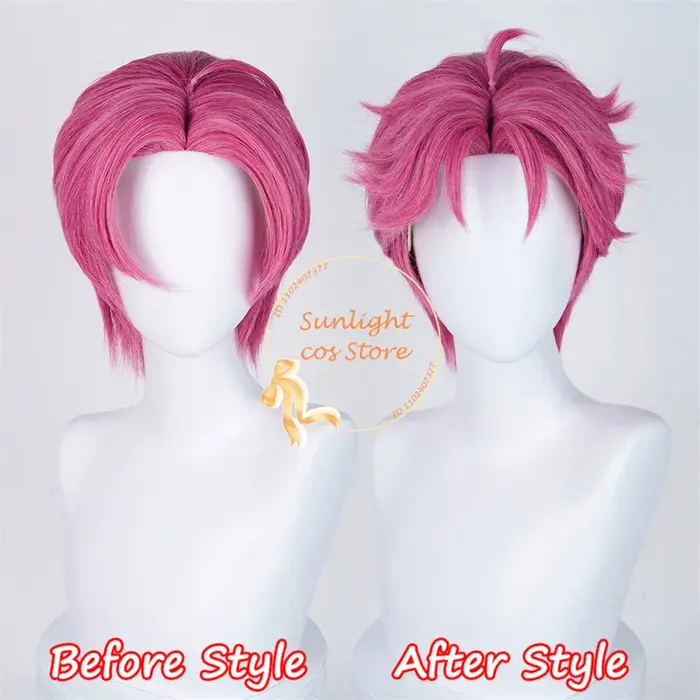 Perruque de Cosplay Anime Rose 30cm