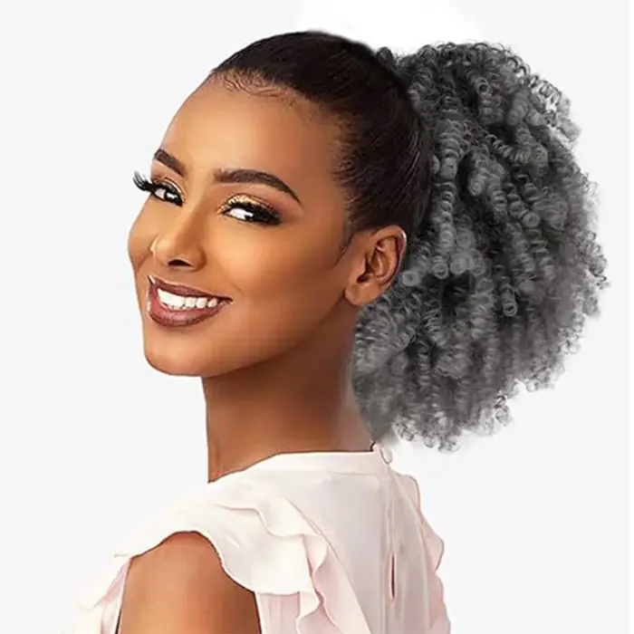 Synthétique court Afro crépus bouclés queue de cheval morceau de cheveux pour afro-américain