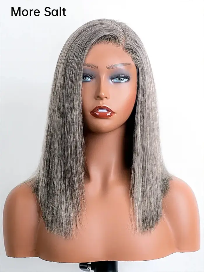 13x4 os droit gris dentelle avant perruques de cheveux humains pour les femmes brésilien sans colle 