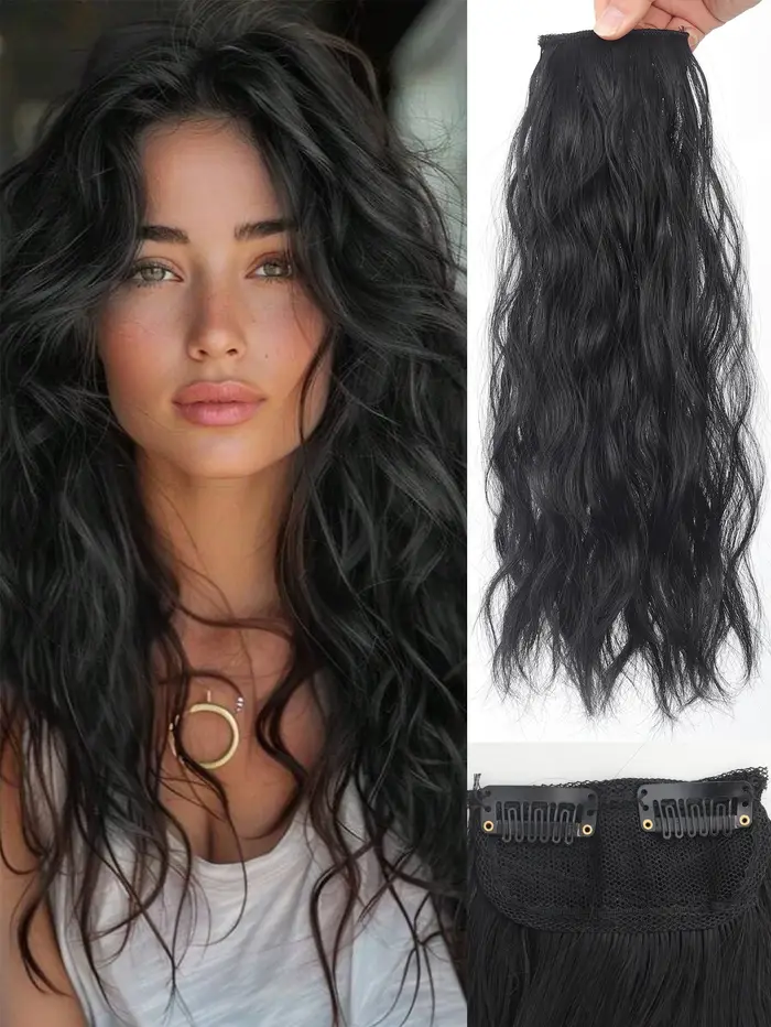 Extensions de cheveux ondulés pour femmes, à clipser, synthétiques, invisibles, adaptées aux cheveux