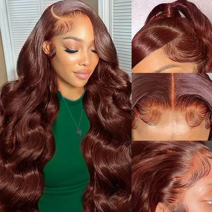 Perruques en cheveux humains Lace Front Body Wave 13x4, densité 200, couleur chocolat # 4 perruques 