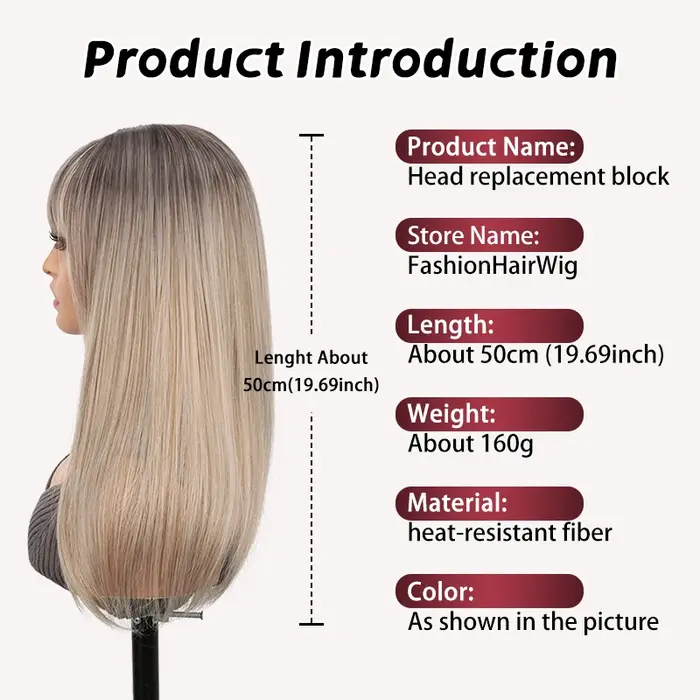 Topper synthétique pour cheveux raides 50 cm | Haut de la couverture de la tête