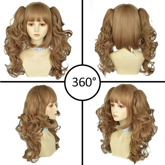 Perruque synthétique bouclée romaine Lolita avec frange, perruque Anime dorée Oberl pour femme, perr