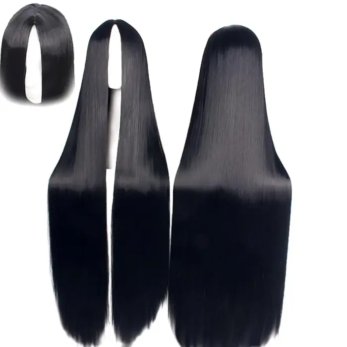Perruques noires longues de 40 pouces / 100 cm pour femmes