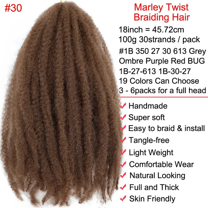 Marley Twists Tresses de cheveux 18 pouces