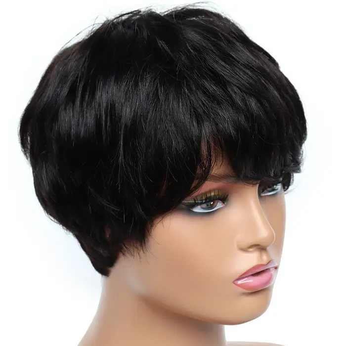 Perruques de cheveux humains bon marché courte Bob coupe lutin perruque cheveux humains pour les fem