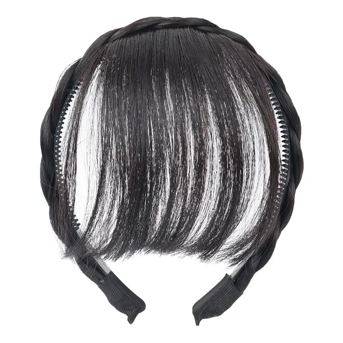 Extension de cheveux à pince pour femmes et filles, bandeau à franges, tresses de tête, fausse frang