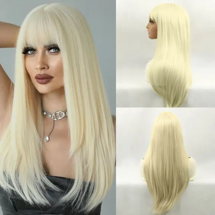 Nouvelle perruque bouclée synthétique noire pour fête