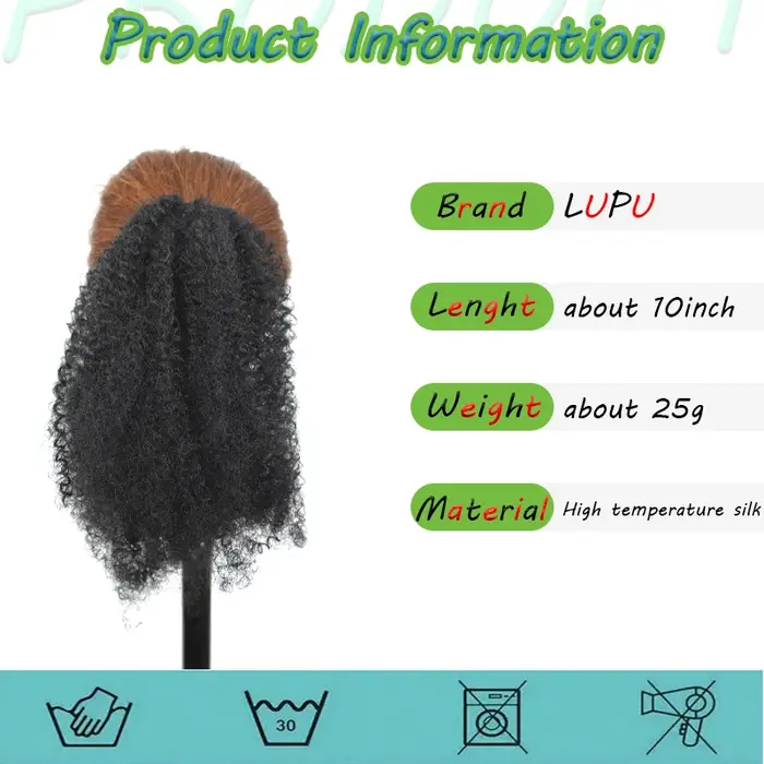 LUPU Kinky Curly Ponytail Clip - en postiche Transformez votre look en quelques secondes Boucles rebondissantes douces pour une ambiance glamour