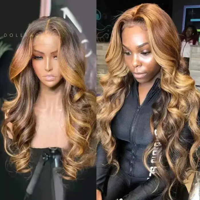 Nouvelle perruque en cheveux humains Highlight, perruque Lace Front, perruque brésilienne, cheveux b