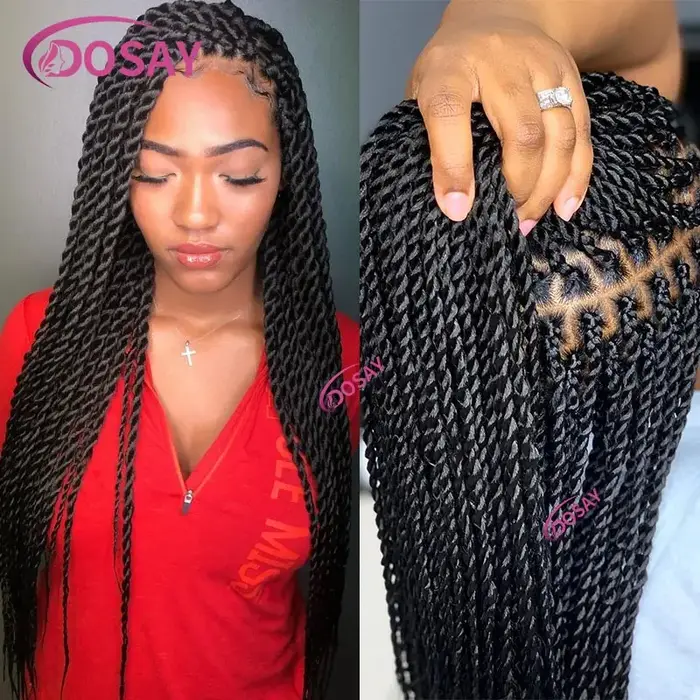 Perruque Lace Front Wig synthétique tressée en boîte, perruque Lace Front Wig complète pour femmes n