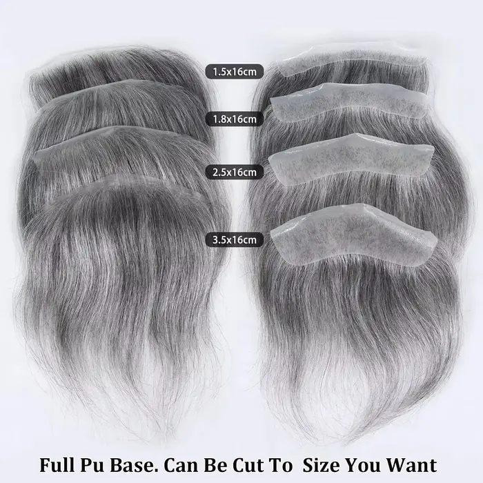 Toupet gris pour hommes postiche humaine 0.06mm peau Ultra mince Style V ligne de cheveux frontale