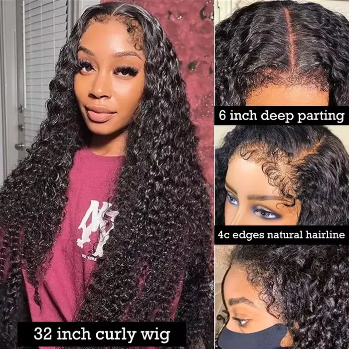 4C bords bébé cheveux dentelle perruques vague d'eau 13x6 HD dentelle frontale perruque 100% cheveux