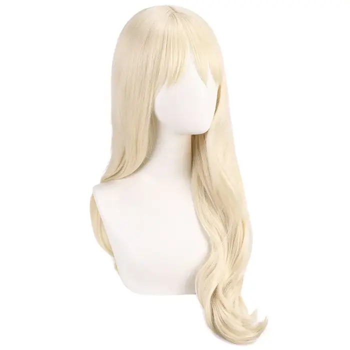 Perruque synthétique longue blonde ondulée pour filles