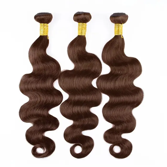 # 4 Bundles de Cheveux Humains Ondulés Brun Foncé 1/3 Pièces, Extensions de Cheveux Remy Brésiliens 