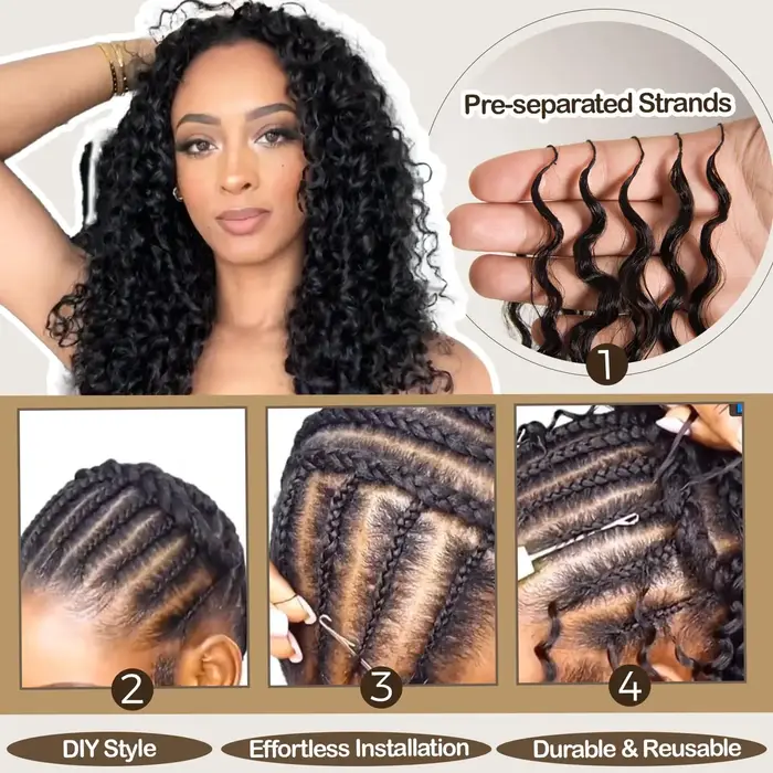 Extensions de cheveux humains bouclés birmans invisibles pré-bouclés avec extrémité spirale, 100 % v