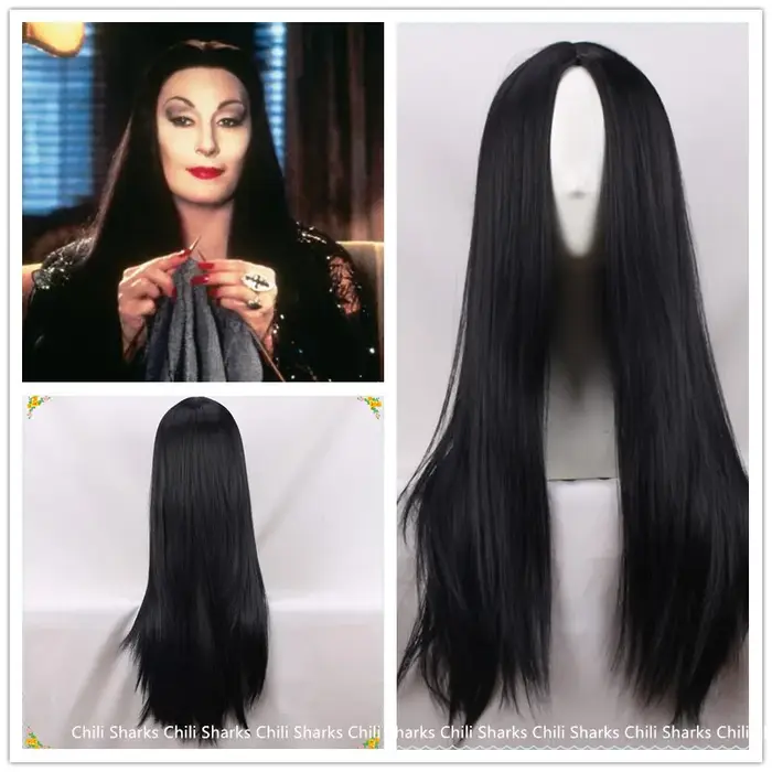 Perruque de Cosplay de Famille Addams pour Femme