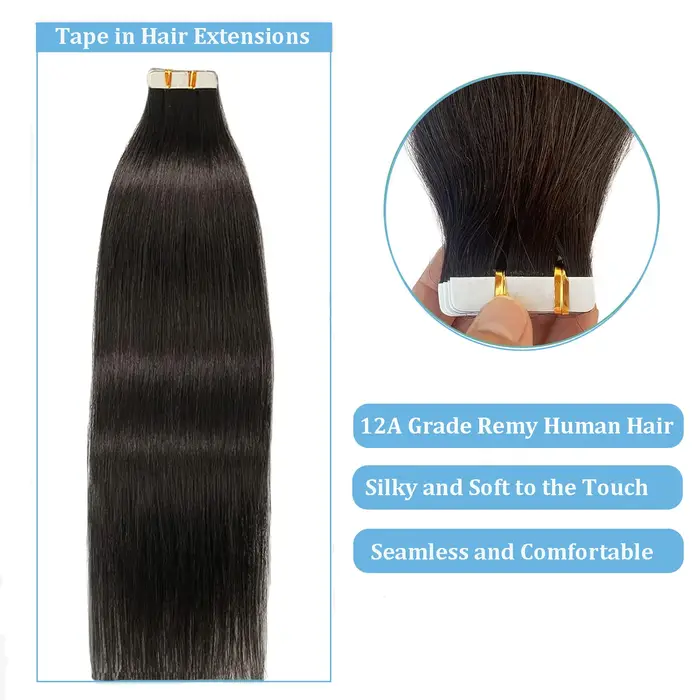 Extensions de cheveux humains à bandes adhésives