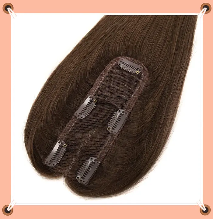 Cheveux Toppers 2x6 pouces femmes Topper main unique noeud naturel