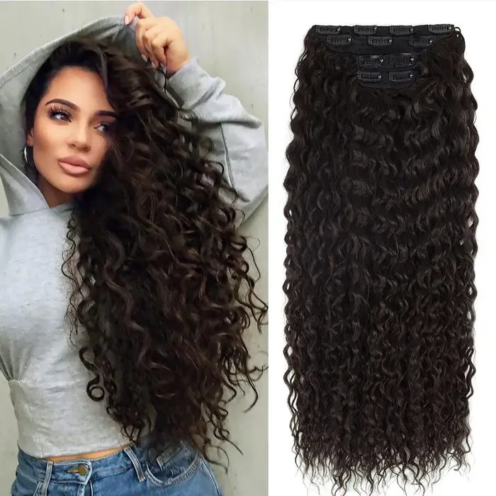 Extension synthétique bouclée crépue à clips pour femmes