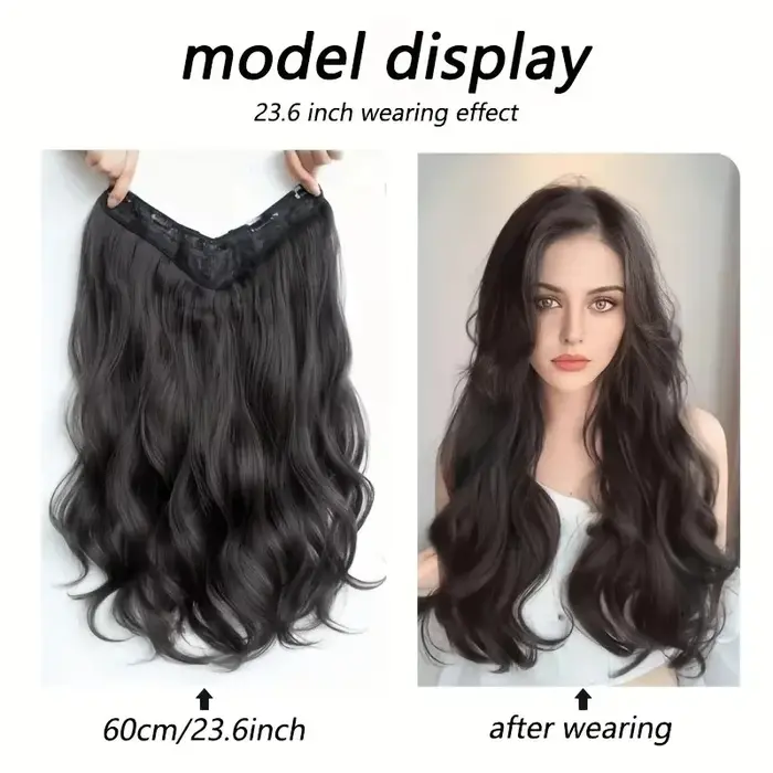 Extensions de cheveux synthétiques invisibles à longues vagues – Look