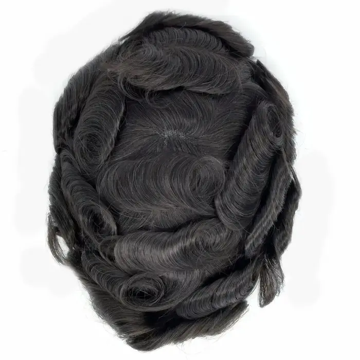 Homme prothèse 100% cheveux humains peau mince 0.1mm Injection Pu base hommes toupet 1b40 1b50 1b65 
