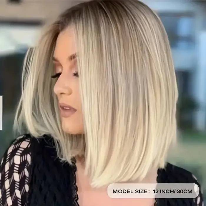 Perruque synthétique avec dégradé de couleur brun-or