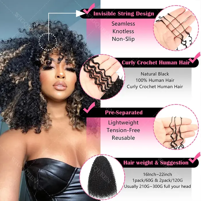 4/27 mettre en évidence couleur plume Crochet cheveux Afro crépus bouclés pré-bouclés Crochet cheveu