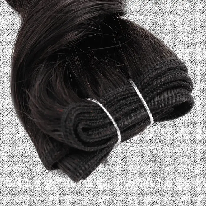 Extensions de cheveux humains ondulés naturels noirs de 8 à 12 pouces pour femmes