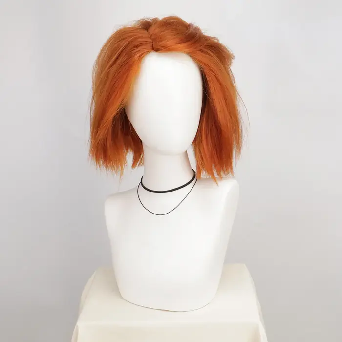 Perruque Yaki courte Orange marron Chucky Halloween Cosplay pour hommes de mal tueur