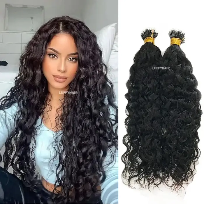 Extensions de cheveux naturels Nano Ring, ondulation brésilienne, 100% cheveux Remy, extensions de c