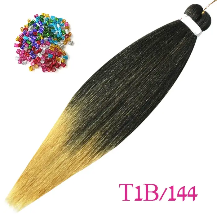 Extensions de cheveux tressés pré-étirés pour tresses africaines, paquets synthétiques ombrés Yaki l