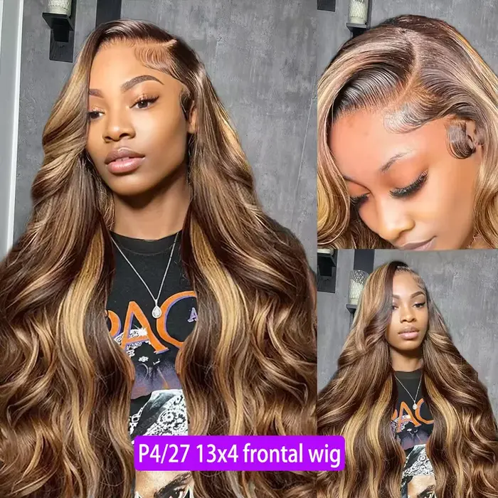 Perruques Lace Front 13x4 Body Wave 1b30 Noir Brun, Perruque Lace Frontale HD 13x6 Cheveux Humains O
