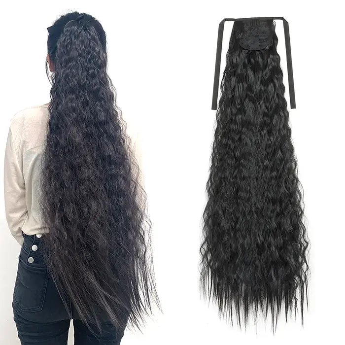 WIGSIN 32 pouces synthétique longue crépus bouclés queue de cheval cordon pince en queue de cheval n