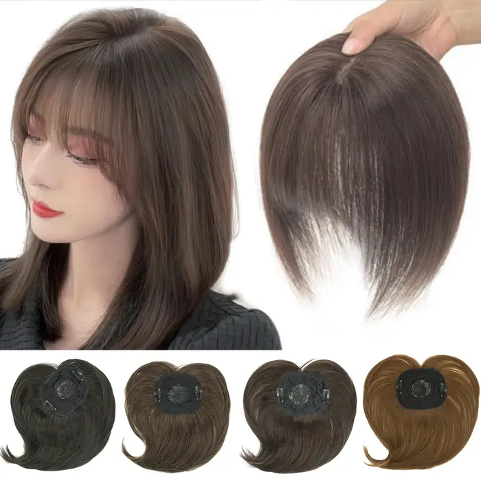 Soowee cheveux synthétiques Topper avec frange Invisible 3D cheveux toupet postiches fermetures de c