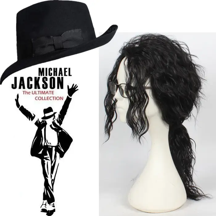 CHAUD! Perruque en laine australienne noire et bouclée de Michael Jackson