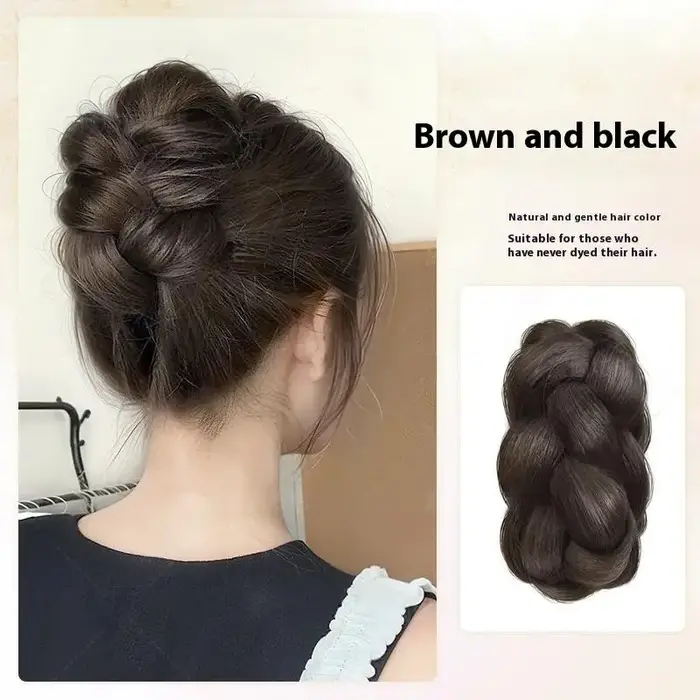 Pinces à cheveux pour femmes, tresse synthétique, chignon moelleux naturel, accessoire de perruque p