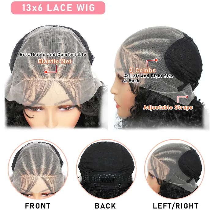 Perruque de cheveux bouclés tressés en dentelle avant 8 '' 13x6