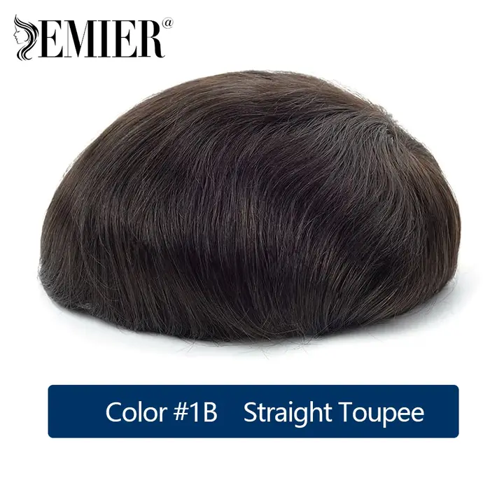 Postiche Afro Ondulé pour Homme, Base Mono Fine Durable, Postiches Africains Bouclés, Mono et NPU, R