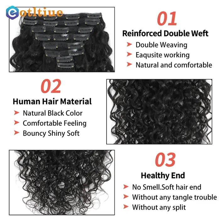 Extensions de cheveux bouclés à clipser pour femmes